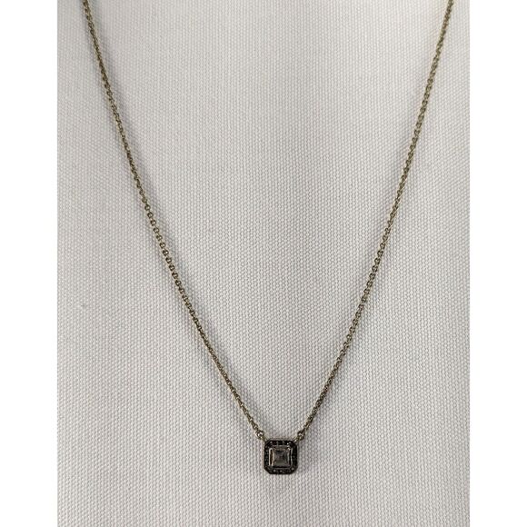 Isabel Square Rhinestone Charm Necklace - Picture 5 of 8